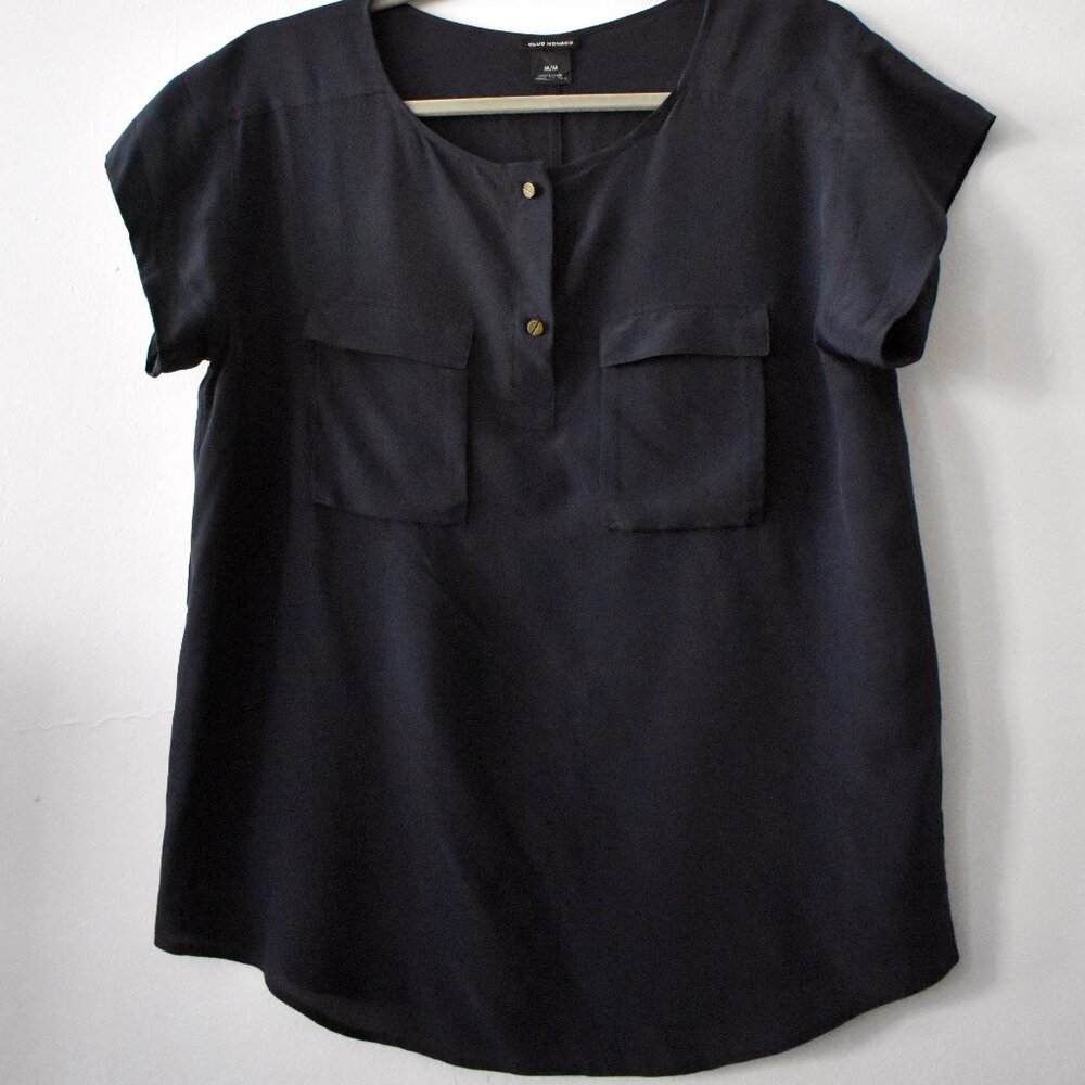 Club Monaco Silk Short Sleeves Luxe Blouse M